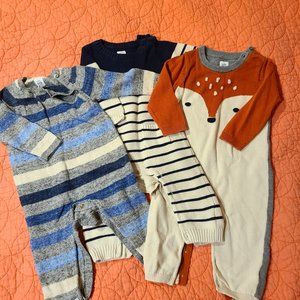 BOY WINTER BABY GAP SWEATER ROMPERS 6-12  MO